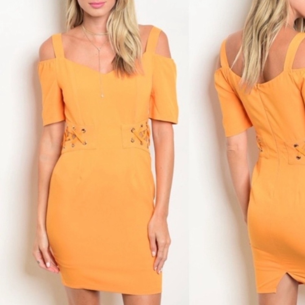 💥ORANGE LACE-UP SEXY MINI DRESS